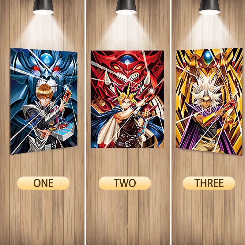 Anime Painting 3D Lenticular Poster Wall Poster Yu-Gi-Oh! Seto Kaiba/Yugi Muto/Marik Ishtar Wall Sticker Home Decor Gifts Toy