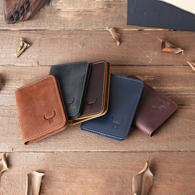 Genuine Leather Multi-card Small Card Holder Wallets ID Credit Card Holder Fold Mini Thin Wallet Coin Purse Card Holders For Men