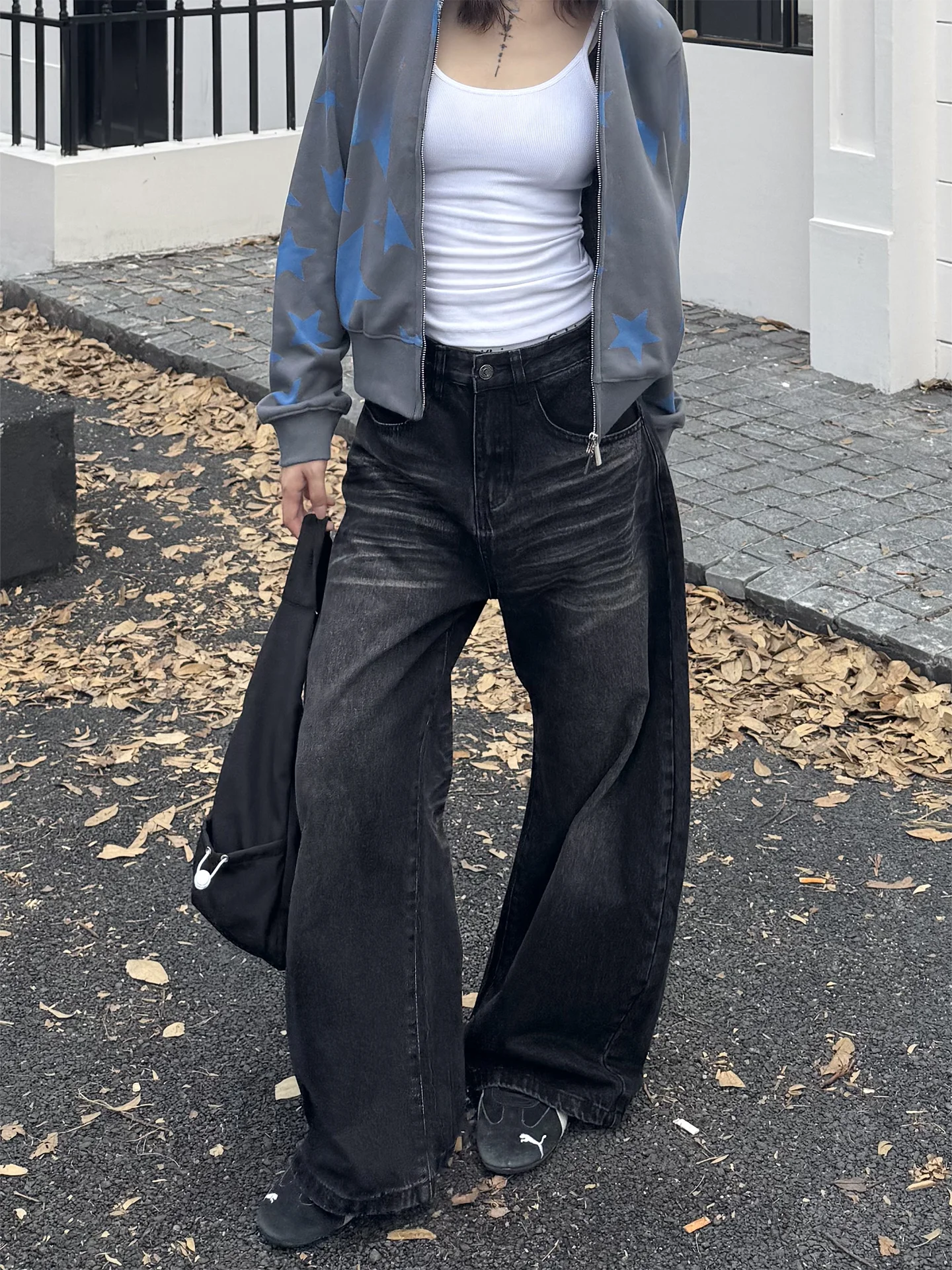 

Retro Washed Straight Leg Jeans Men's Women's Casual Vintage High Street Knife Wide Leg Jeans Couple's Fashion