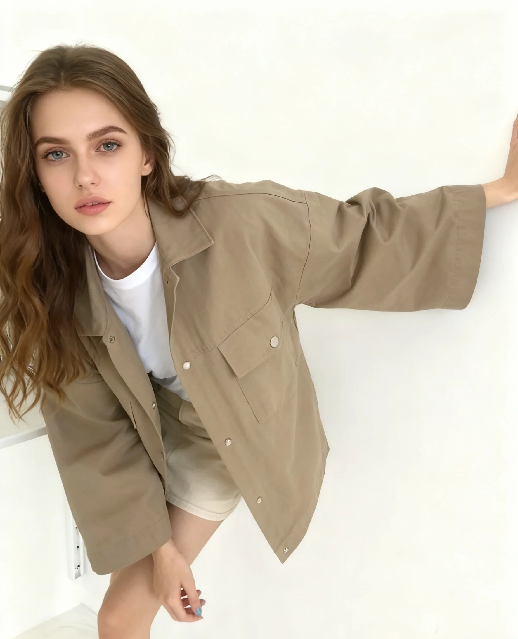 

Biker Jackets Womens Jacket Baggy Autumn Canvas Drawstring Adjustable Multi-Pockets Cargo Style Hiking Safari Trekking Utility