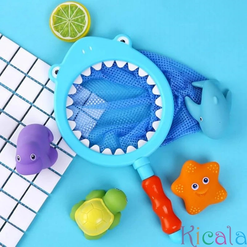 Juguete de baño para bebé, red de pesca flotante, imagen de viñetas de animales para niños, amasar, juguete de agua flotante feliz, regalo para bañera, piscina y playa