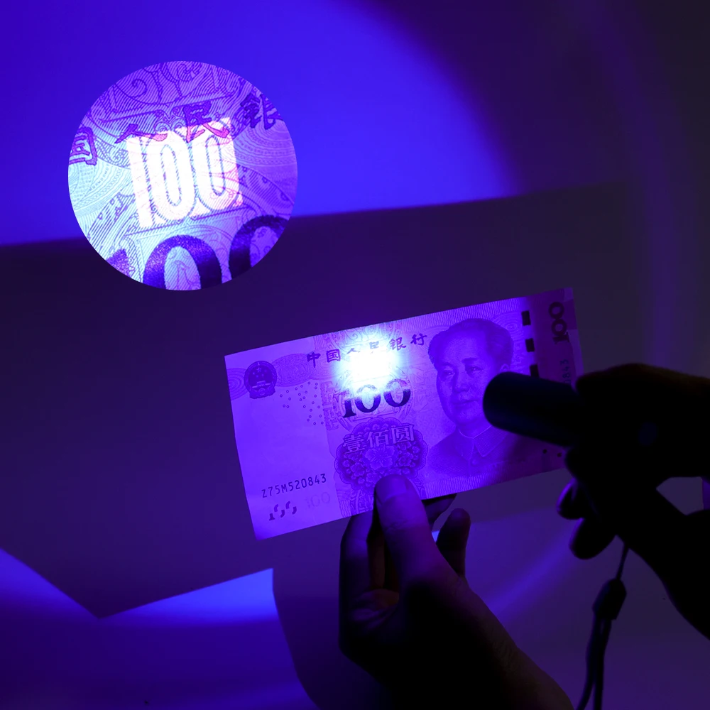 UV Flashlight LED Ultraviolet Torch Zoomable Mini Ultra Violet Lights 395/365nm Inspection Lamp Pet Urine Stain Detector Tools