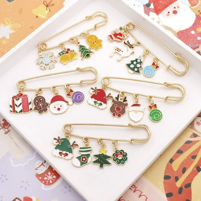 Christmas Paper Clips Santa Claus Paperclips Alloy Bookmark Elk Bell Paperclip Notebook Tickets Photo Clamps Kids Gifts Pendant