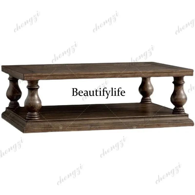 10  French living room coffee table small apartment, American retro rectangular tea table coffee tableE555610