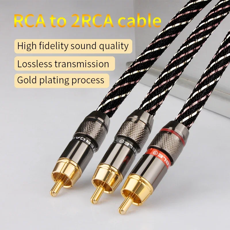 YYAUDIO 1 Pair RCA Audio Cable RCA to 2 RCA Interconnect Cable Male to 2 Male Splitter Aux Cable for Speaker,DVD, TV, Amplifier