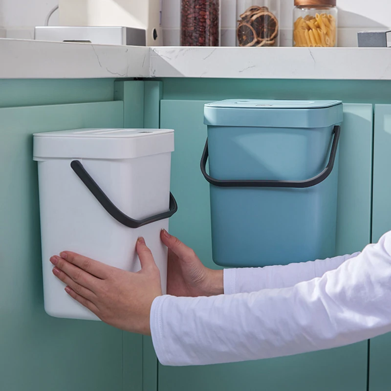 Space Saving Quiet Close Trash Can 3L Eco-Friendly Sealed Bin For Kitchen & Office Wall Mounted Garbage Bin
