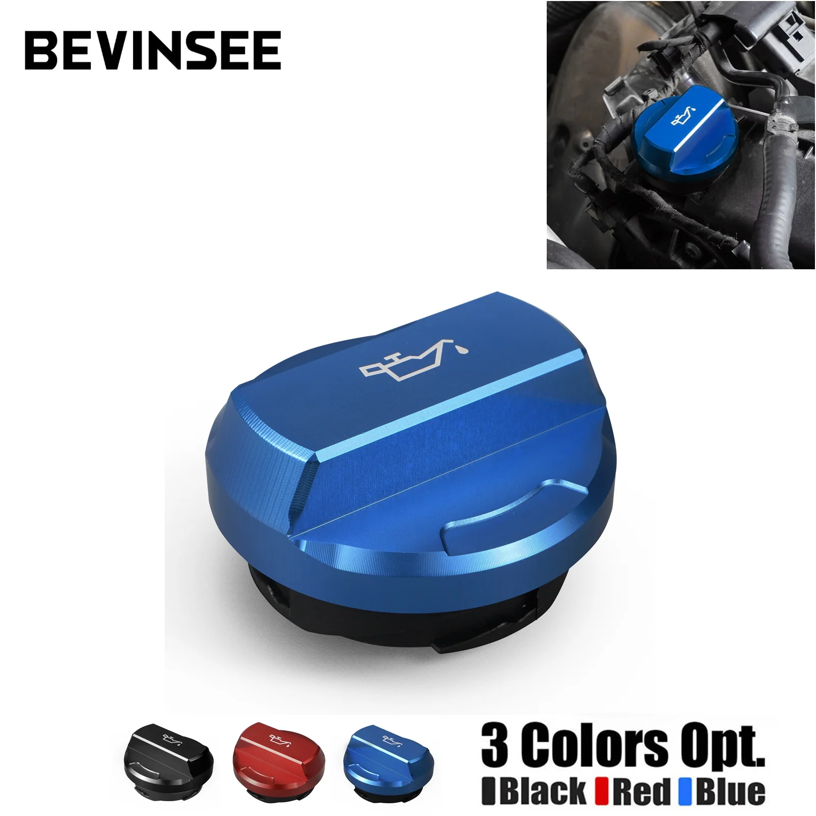 

BEVINSEE Aluminum Engine Oil Filler Cap for Audi A1 A3 RS3 Q3 S3 8V, for SEAT Ibiza Leon, for Skoda Octavia, for Golf MK7/7.5 R