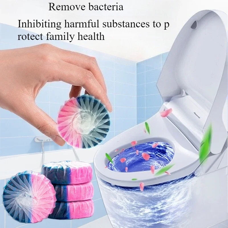 

5Pcs 2 Color Pink & Blue Flush Toilet Bowl Cleaner Tablets Household Condense Cleaner Remove Stain Odor Toilet Blocks Deodorant