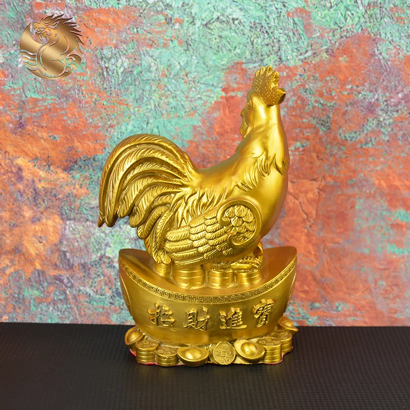 Copper ingot money Rooster Statue Zodiac Rooster Statue Office Home Decor Gift for Desk Ornament