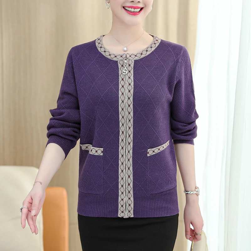 

Zipper Cardigans Spring Autumn Sweater Women Knitted Top Femme Fashion Thin Female Cardigan Coat