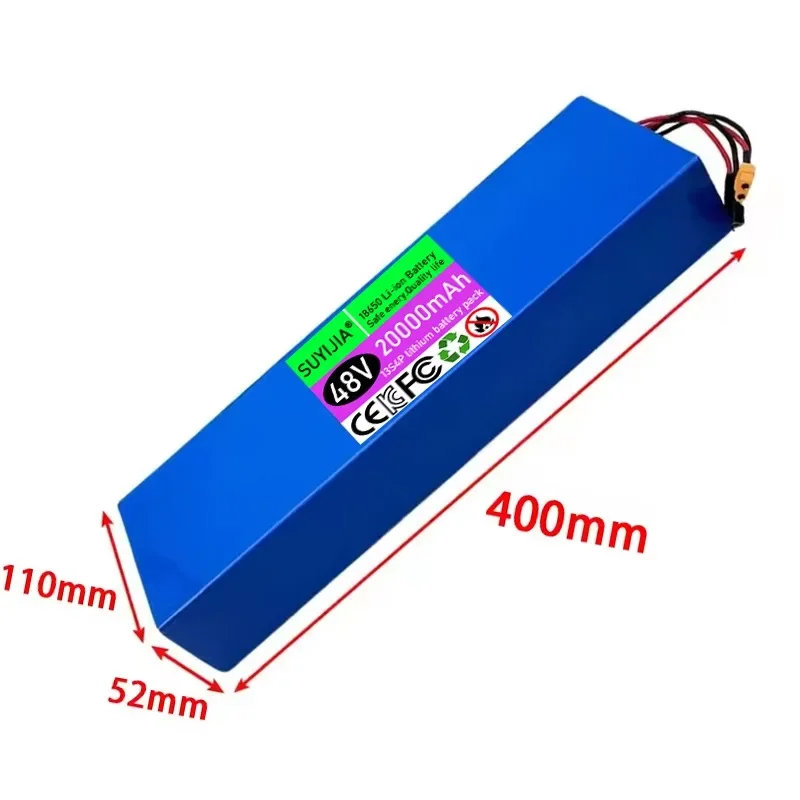 بطارية ليثيوم أيون 48 فولت عالية الجودة 48 فولت 20 أمبير في الساعة 13S4P بطارية ليثيوم أيون للدراجات البخارية الكهربائية BMS 54.6 فولت