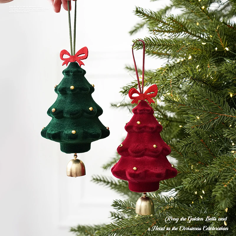 Flocked Surface Christmas Bell Ornament Foam Material Classic Xmas Style Door Wall Decor Tree Hanging Pendant