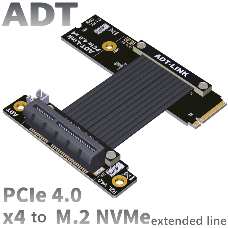 

PCIe x4 extender cable supports NVMe SSD interface PCIE 4.0x4 full speed