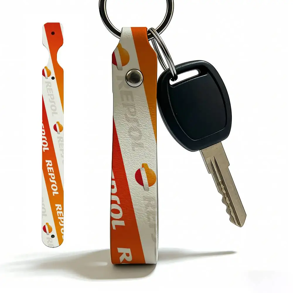 

For Repsol PU Leather Motorcycle Keychain Universal Motorbike Key Ring Holder For Riders Men Gift