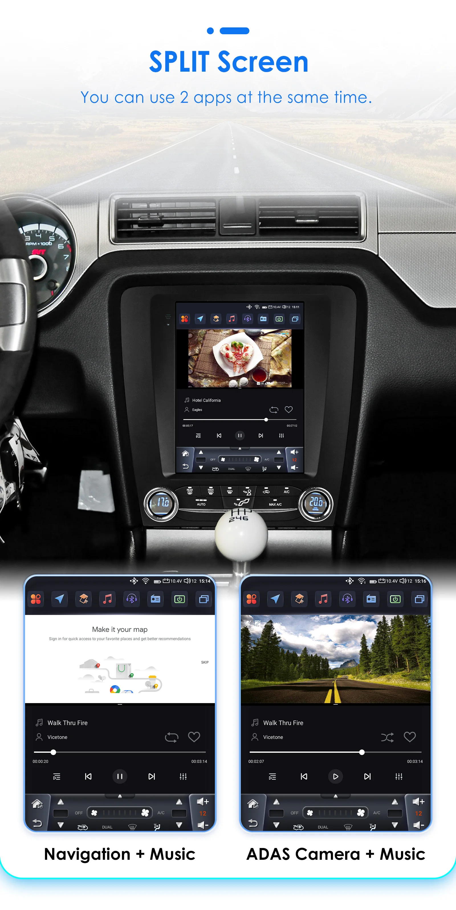 Hizpo For Tesla Style Android 14 For FORD Mustang 2010 - 2014 Radio Stereo Screen Multimedia CarPlayer GPS Navigation 9.7 Inch