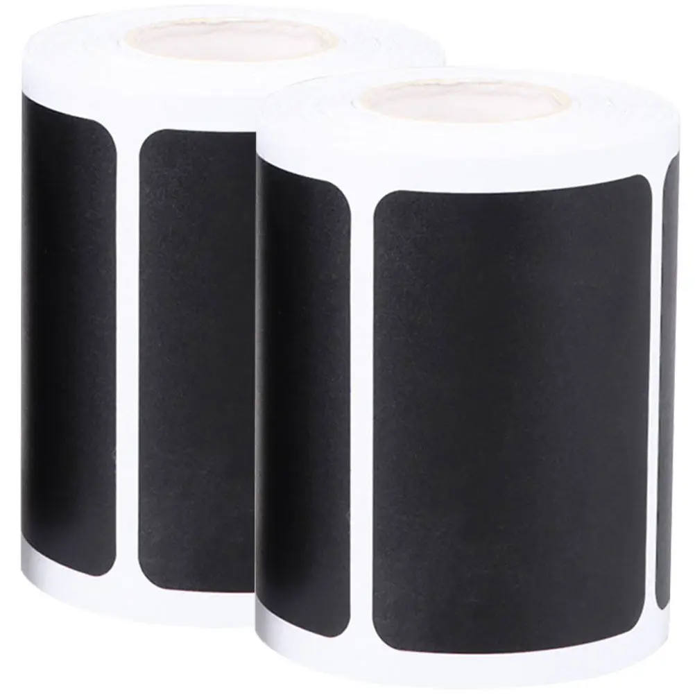 

2 рулона этикеток для доски, пустые, черные, самоклеящиеся, для маркировки банок, бутылок, контейнеров, пищевых продуктов, компактные наклейки-стикеры