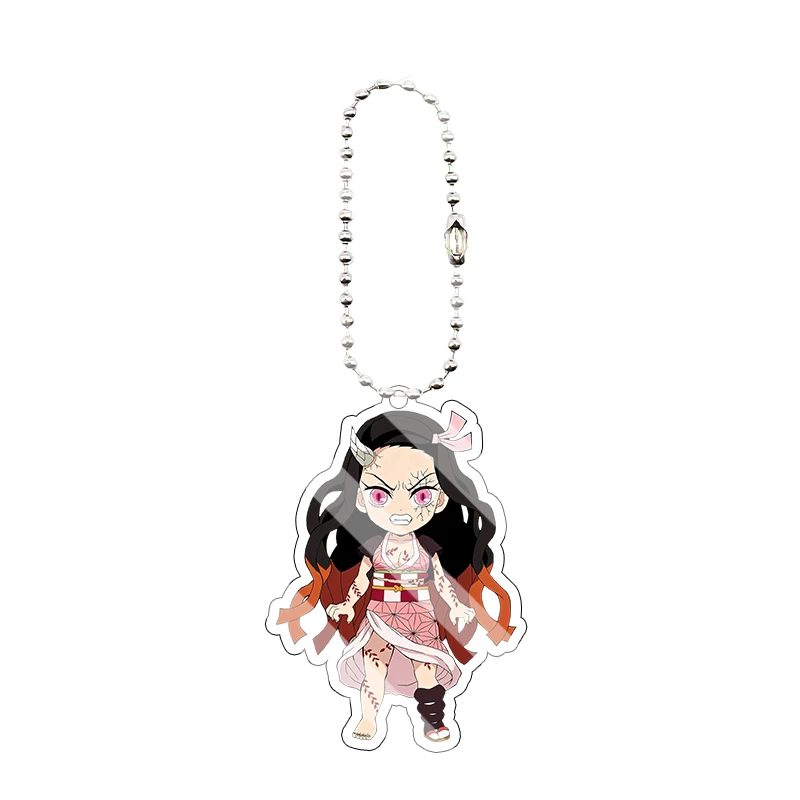 Q Version Inosuke Nezuko Zenitsu Demon Slayer Acrylic Bead Keychain Cartoon Anime Character Festival Bag Pendant Party Decor Toy view 4