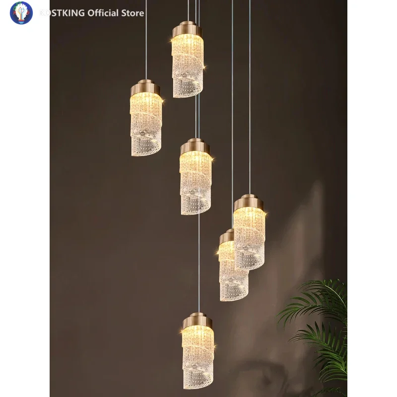 

Лестница Люстра Вилла Дуплекс Вращающаяся Лестница Свет Современный Простой Атмосферный Роскошный Гостиная Столовая Светодиодный Светильник