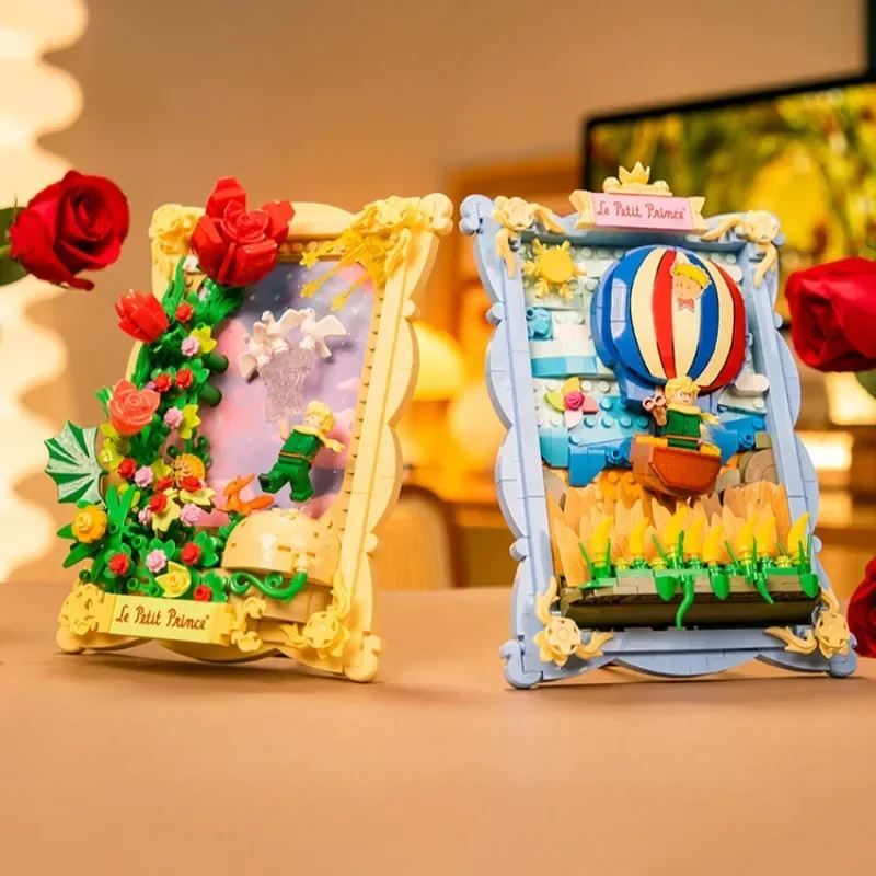 The Little Prince Co-branded Rose 3D Painting Assembly Building Blocks Cartoon Character Toy Model Ornaments Holiday Gift