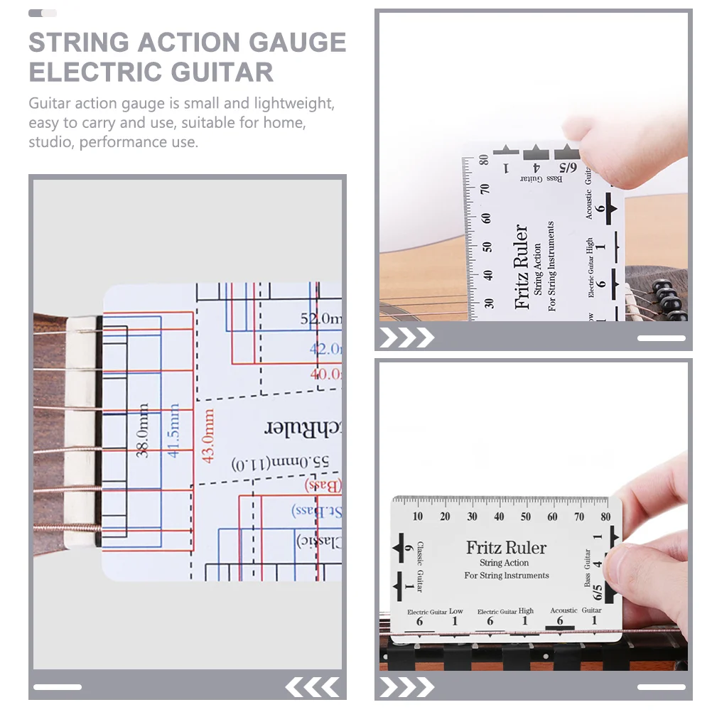 2pcs Guitar String Action Gauge Ruler String Action Ruler Gauge Tool for Electric Bass And Acoustic Guitar