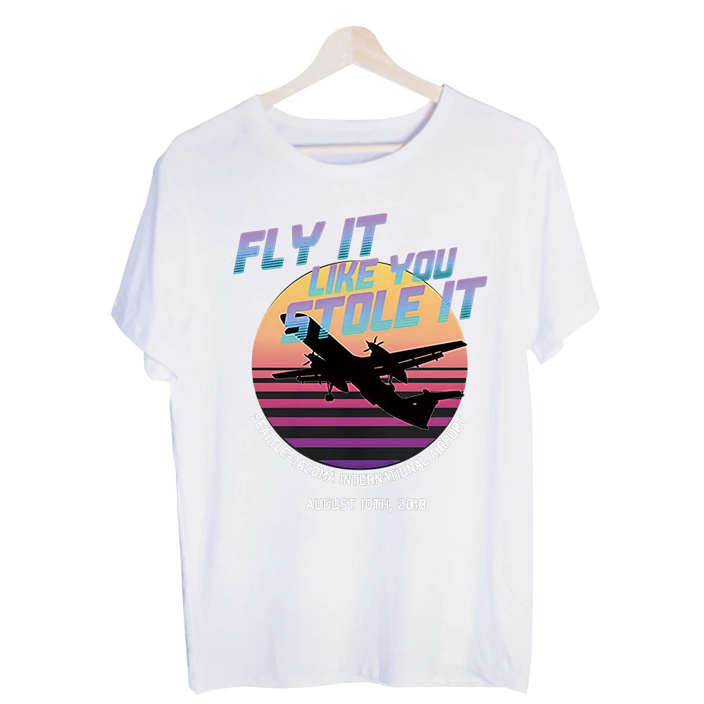 Men's Airplane Slogan Graphic Tee, Retro Style Short Sleeve T-Shirt for Casual Summer Outfits