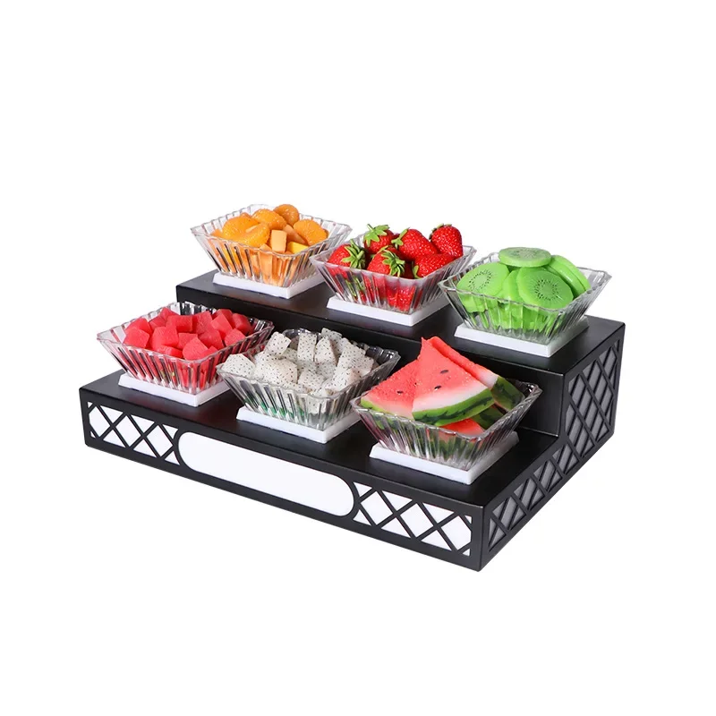 

Bar luminous six-grid fruit plate fruit rack led charging grid wrought iron ladder two-layer KTV snack plate