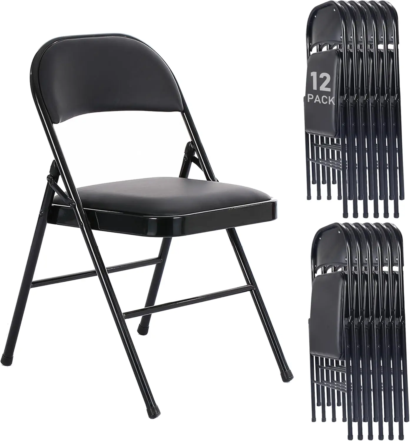 

12 Pa Bla Folding Chairs With Padded Cushion And Ba For Outside Portable Stackable Commercial Foldable Chairs With Steel Frame