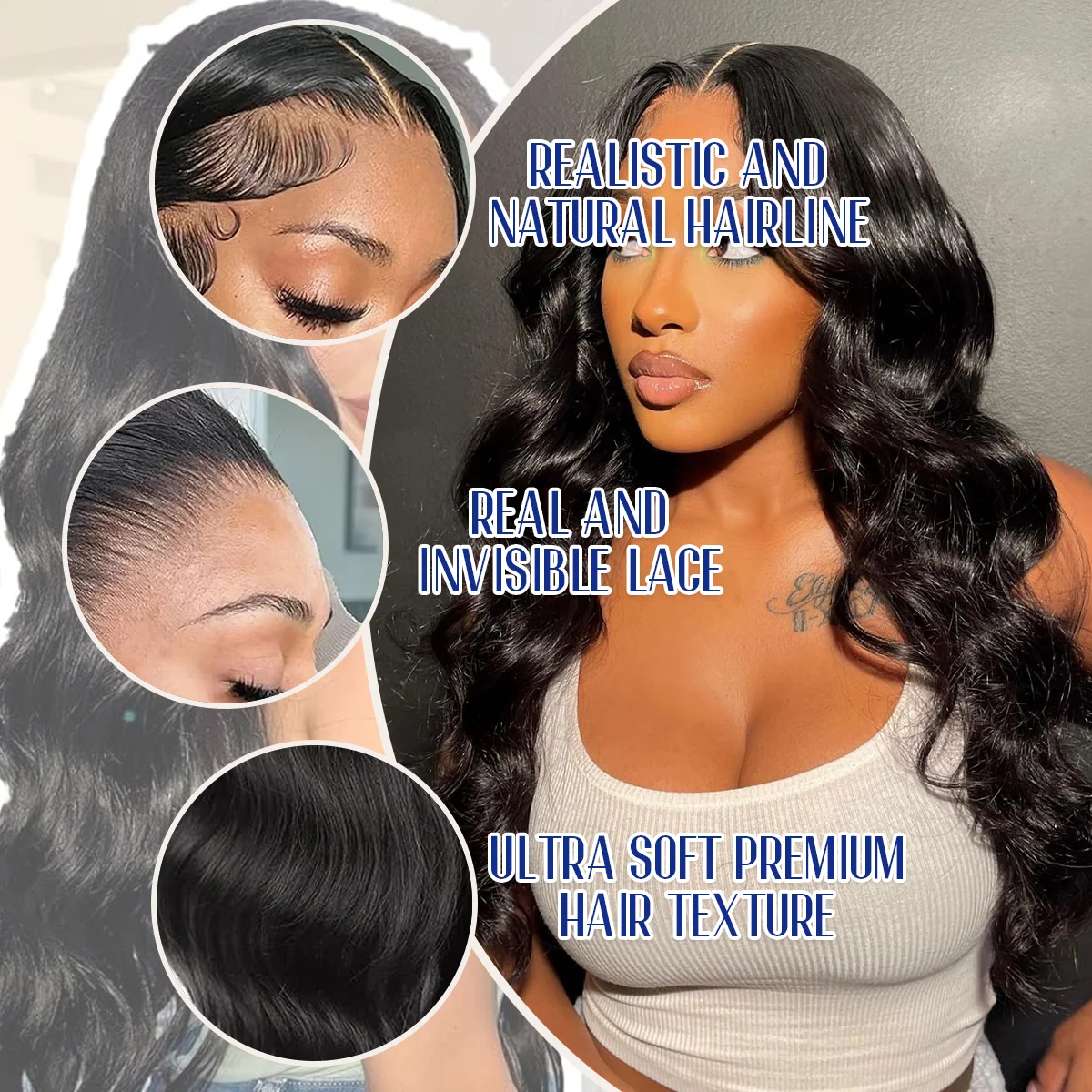 220% Density 40 46 Inches Body Wave Human Hair Wigs 7x6 Closure 13x6 13x4 HD Transparent Invisible Lace Frontal Wig Pre Plucked Pre Cut Lace Pre Bleached Knots Pre Styled For Women Brazilian Hair