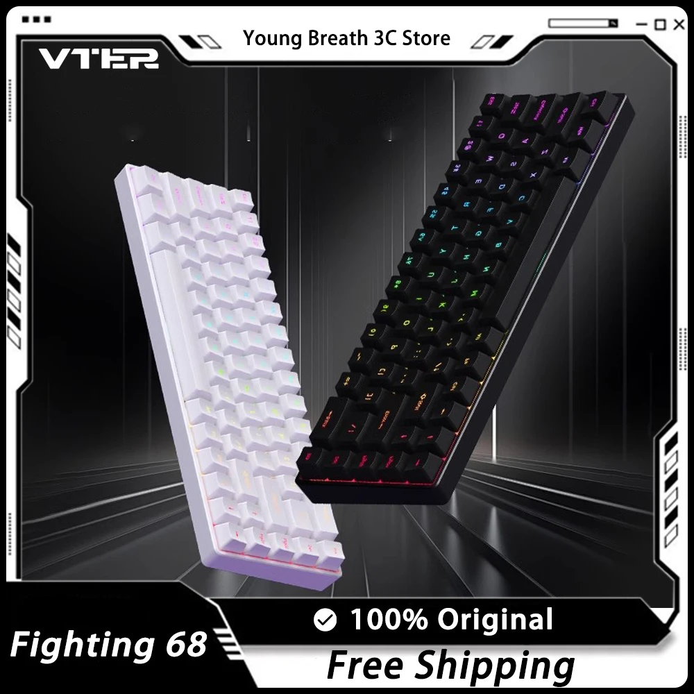 VTER Fighting 68 Magnetic Switch Keyboard Hot Swap Wired 68 Key Low Latency RGB Gaming Office PC Mechanical Keyboard Custom Gift