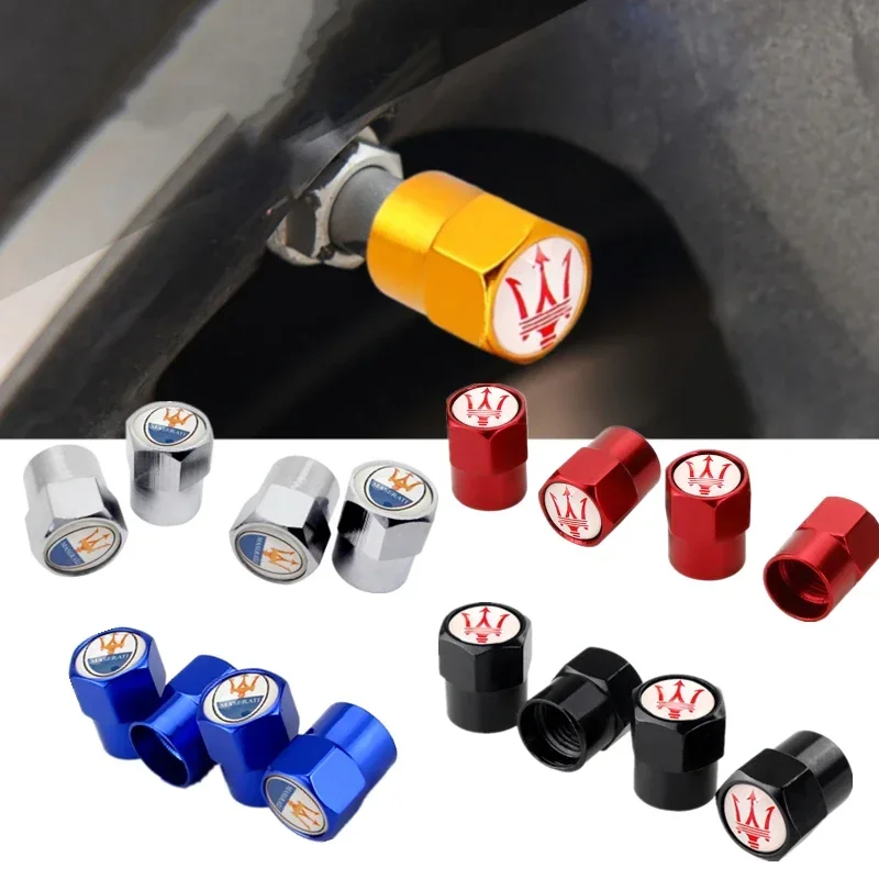Tapas de Válvula de Rueda con Logotipo de Maserati para Ghibli, Quattroporte, Gran Turismo, Gransport, Coupé, Levante, Accesorios para Auto, Cubierta de Neumático