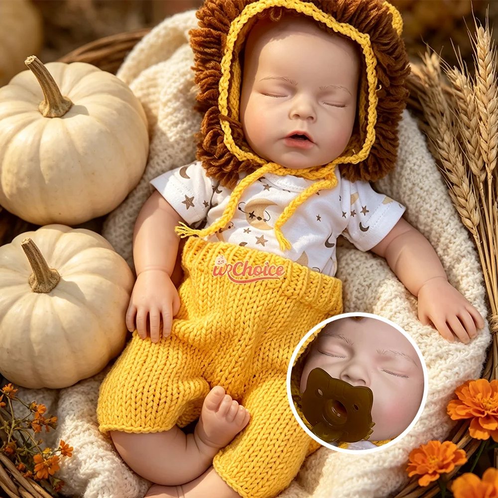 20Inch Washable Lifelike Silicone Reborn Doll Preemie Weighted 8Lbs Emotional Support Cute Open Mouth Reborn Doll Art Collection