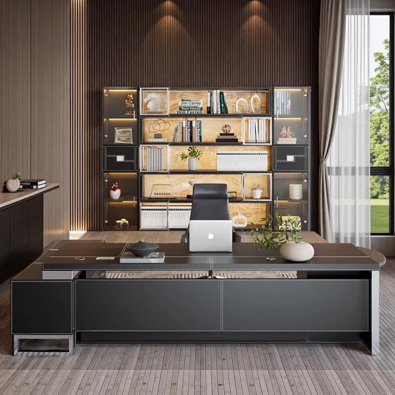 L Shaped Executive Desk Chair Designer Asthetic Conference Office Table Study Writing Manager Mesa Para Computador Home Office