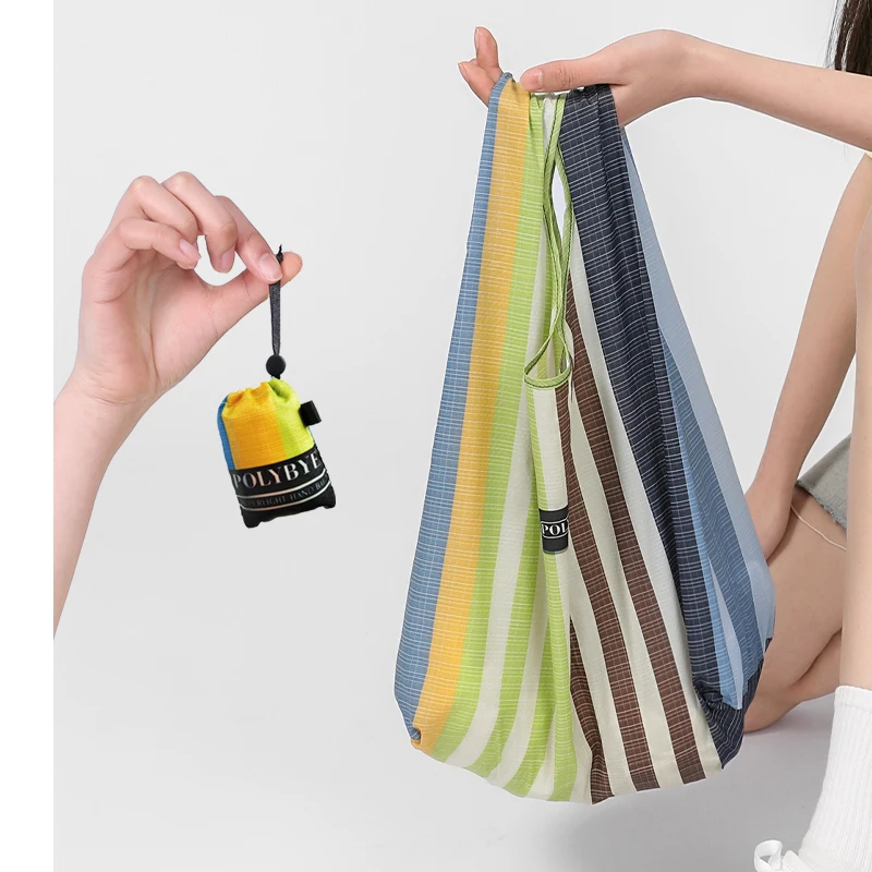 Polybye nylon foldable reusable Shopping bag small pouch Tote bag Grocery light premium solid color nanobag mini