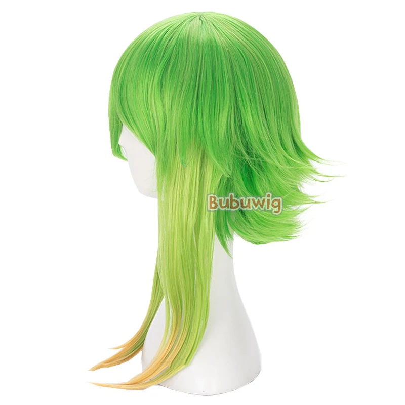 Bubuwig włosy syntetyczne Gumi peruki do cosplay Gumi 40cm kobiety długie proste jasnozielone gradientowe pomarańczowe Anime peruki żaroodporne