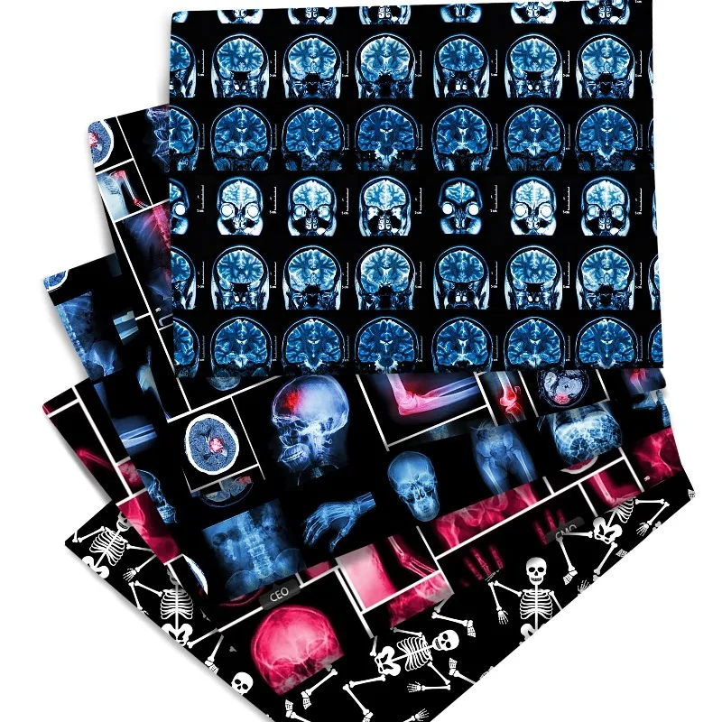 

Human Skeleton Human Skeleton Printed Fabric for DIY Nurse Hat Tablecloth Costume Cosplay Cloth Per Meter Sewing Material
