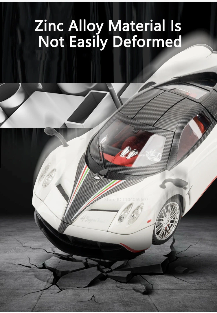 Große Größe 1:18 Pagani Huayra Spielzeugmodellauto Druckgusslegierung Sportwagen Sound Licht Zurückziehen Stoßdämpfungsmodelle Festival Geschenk – Detail 2
