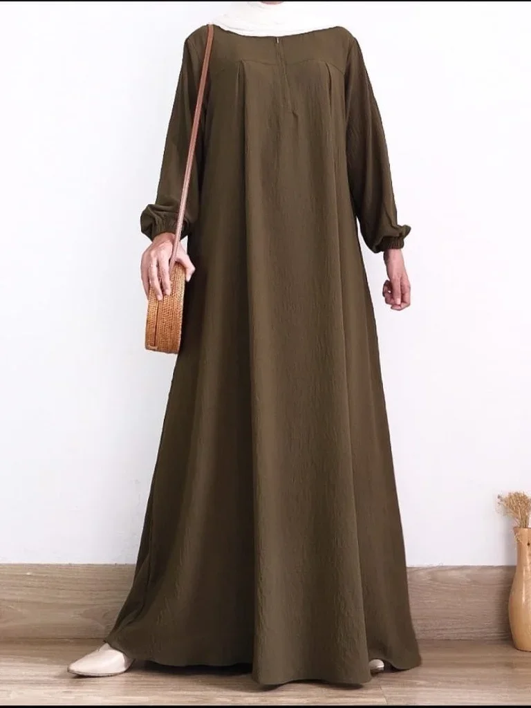 Abaya monocromática muçulmana para mulher, Kaftan elegante, manga comprida, zíper, festa islâmica, Abayas, Robe de Dubai, Eid, 2023