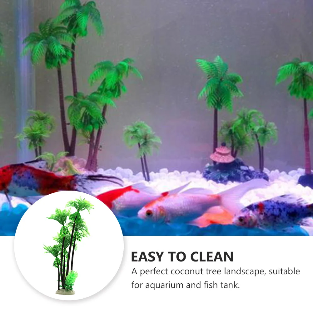

1pc Simulation Coconut Tree Decor For Aquarium Large Palm Tree Resin Fish Tank Ornament Aquatic Plants Landscape Fake Coconut
