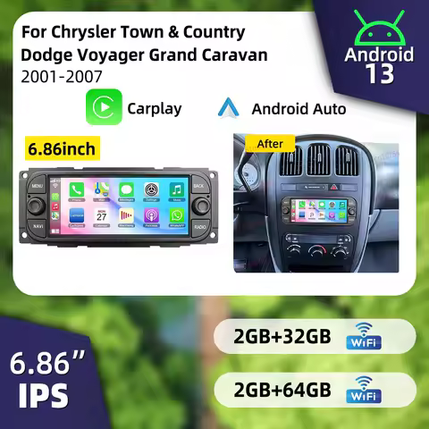 1 Din Radio Stereo Android Car Multimedia for Chrysler Town &amp; Country Dodge Voyager Grand Caravan 2001-2007 6.86" Carplay GPS