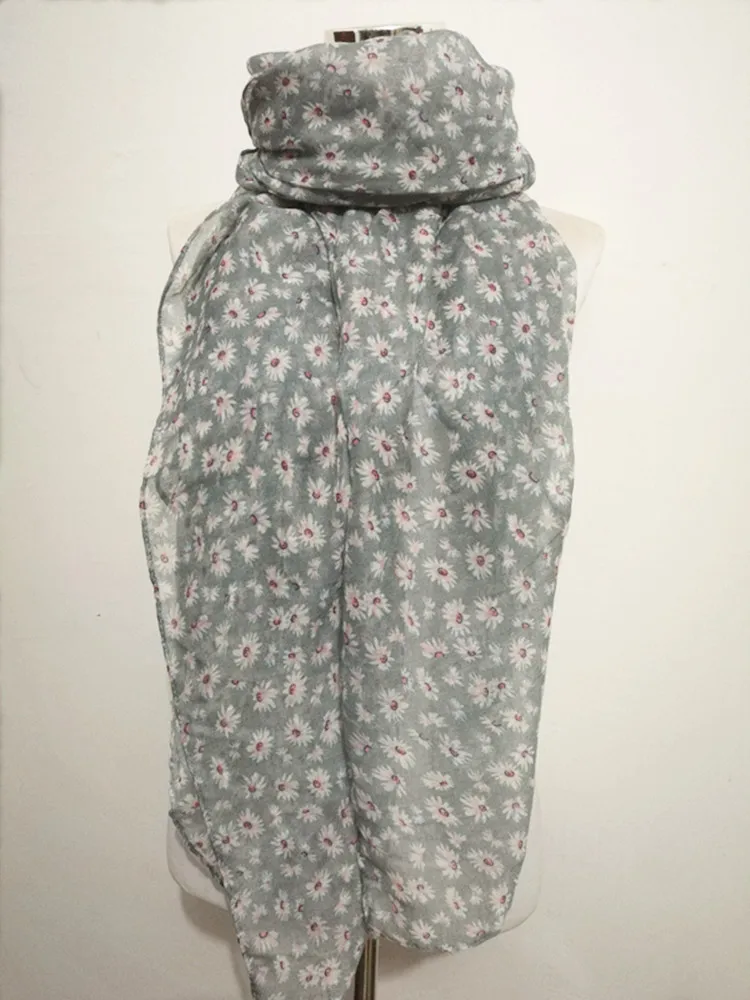 جديد أقحوان الأوشحة للنساء لينة وشاح طويل سنود الحجاب ديزي وشاح البوق زهرة وشاح طويل رائجة البيع الأزهار باندانا #5