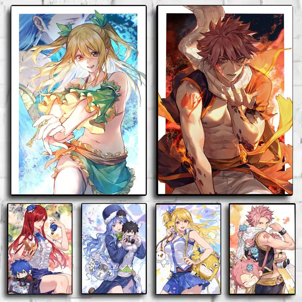 

F-Fairy T-Tail Anime Cute Poster Home Living Bed Room Bar Hallway Sticky Wall Art Printing Waterproof Aesthetic Decor