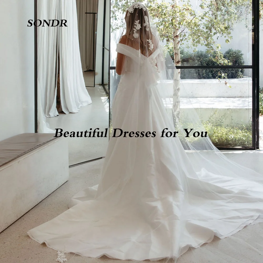 SONDR Strapless Floor Length Ivory Bride Dresses Custom Made Off Shoulder Wedding Dress Robe De Mariée Evening Gown Bridal