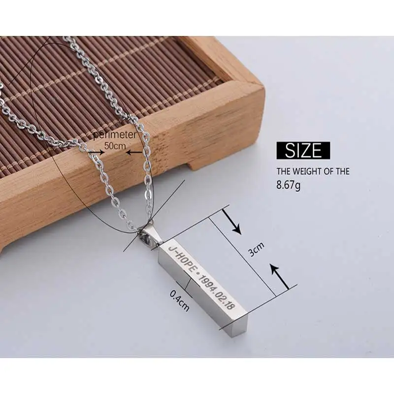 Kpop Taehyung V Suga RM Jimin Jungkook Birthday Pendant Fans Supporting Goods Metal Chain Adornment Necklace Accessories Jewelry