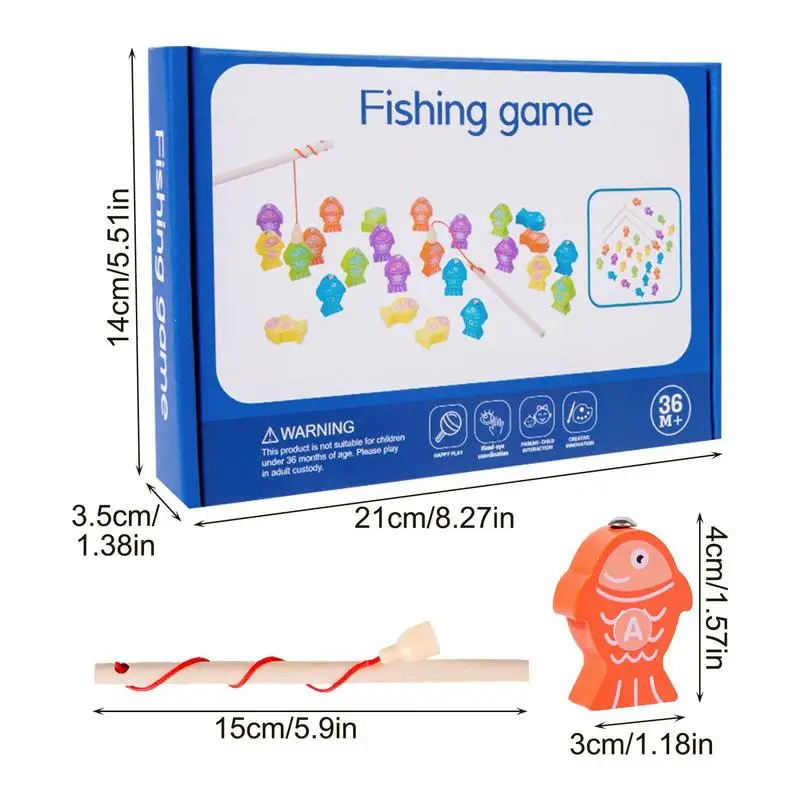 Montessori Wooden Magnetic Fishing Toys For Baby Cartoon Marine Life Cognition Fish Games Education Parent-Child Interactive