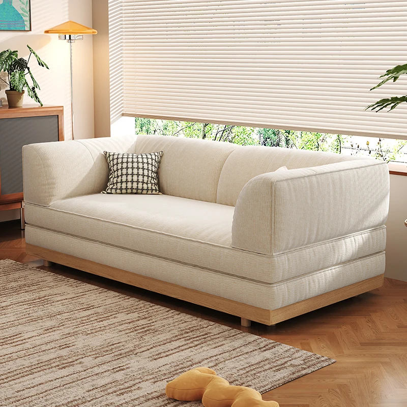 

Solid wood fabric lazy sofa bed small apartment foldable dual-purpose removable and washable living room module sofa single