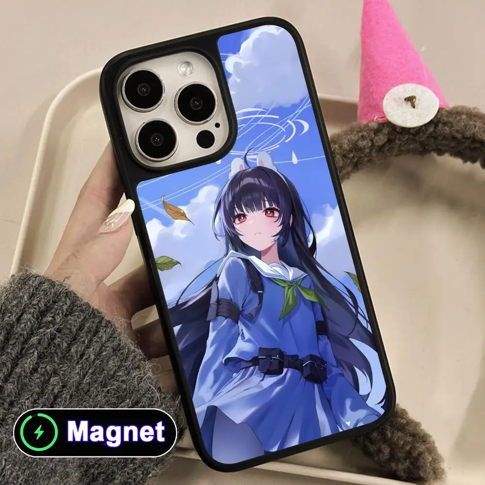 

Blue Archive Miyu Phone Case for iPhone 17 16 15 14 13 12 11 Air Pro Max Plus Matte Surface Magnet Cover