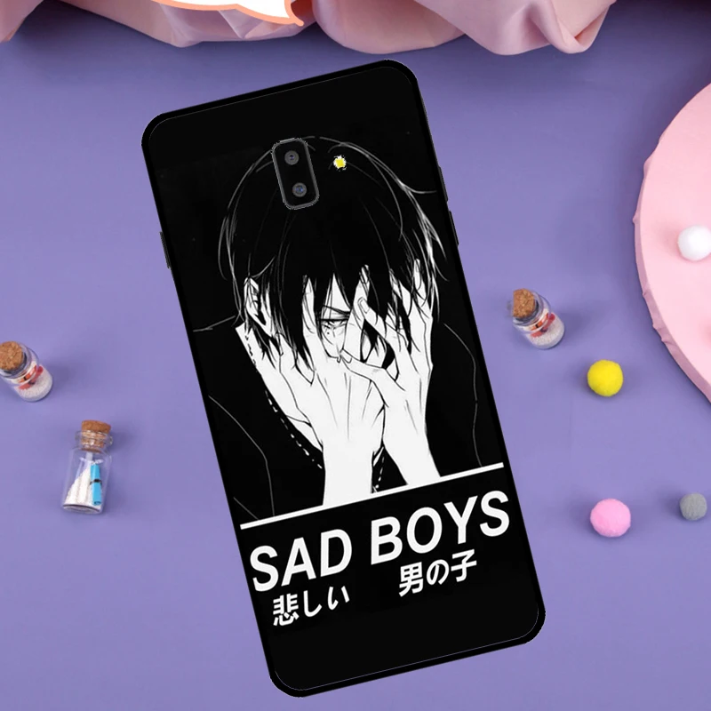 حزين اليابانية أنيمي الجمالية غطاء لسامسونج غالاكسي J4 J6 2018 A7 A9 A6 A8 زائد J8 J3 J5 J7 2017 J1 A5 A3 2016 حالة #6