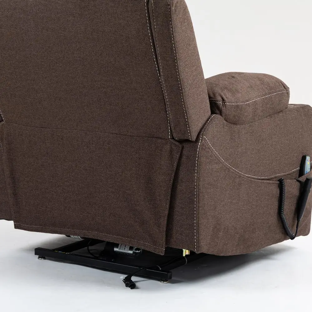 كرسي رفع كهربائي كبير الحجم لكبار السن كرسي كهربائي مخملي مسطح بزاوية 180 درجة مع حامل أكواب عالي التحمل 400 رطل #5