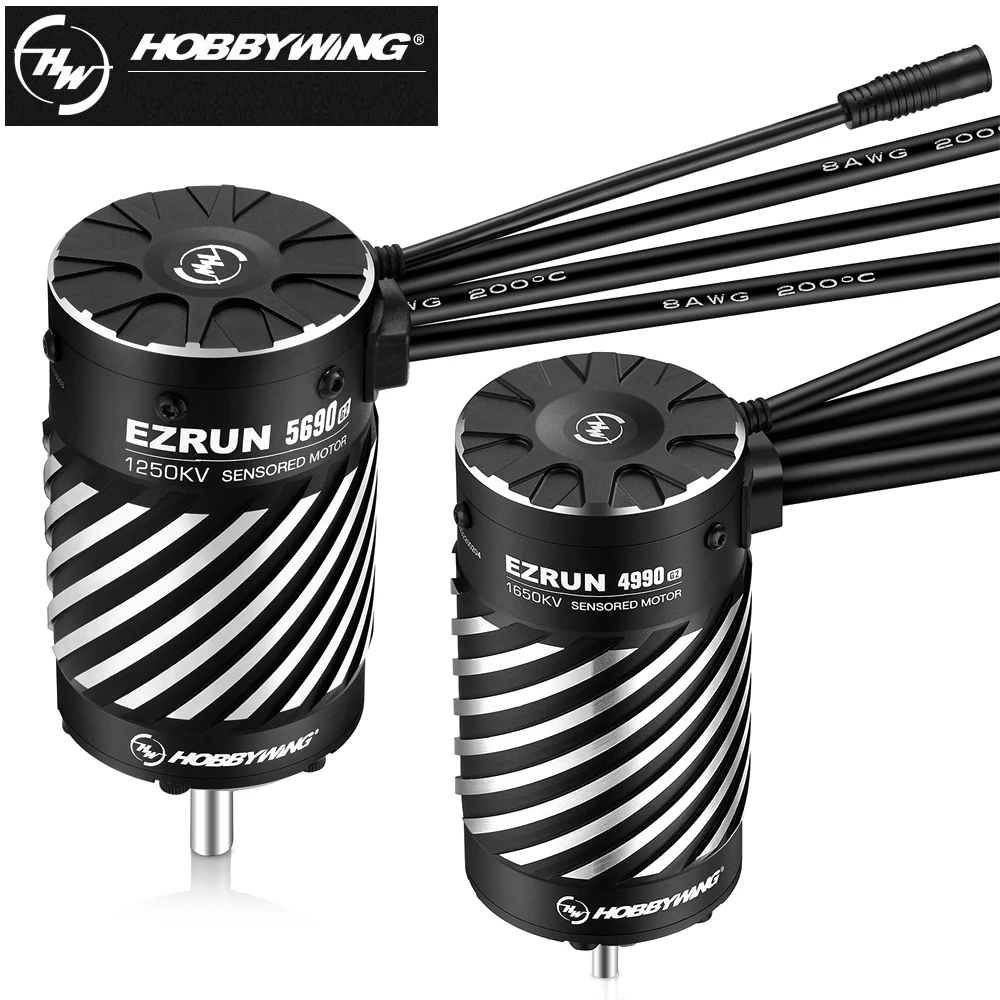 Hobbywing EzRun Max6 G2 200A 3-8S ESC 6V/7.4V/8.4V@8A BEC, 4990SD 1650KV/5690SD 1250KV 4-Pole Motor For 1/5 1/6 1/7 On-road ARRM