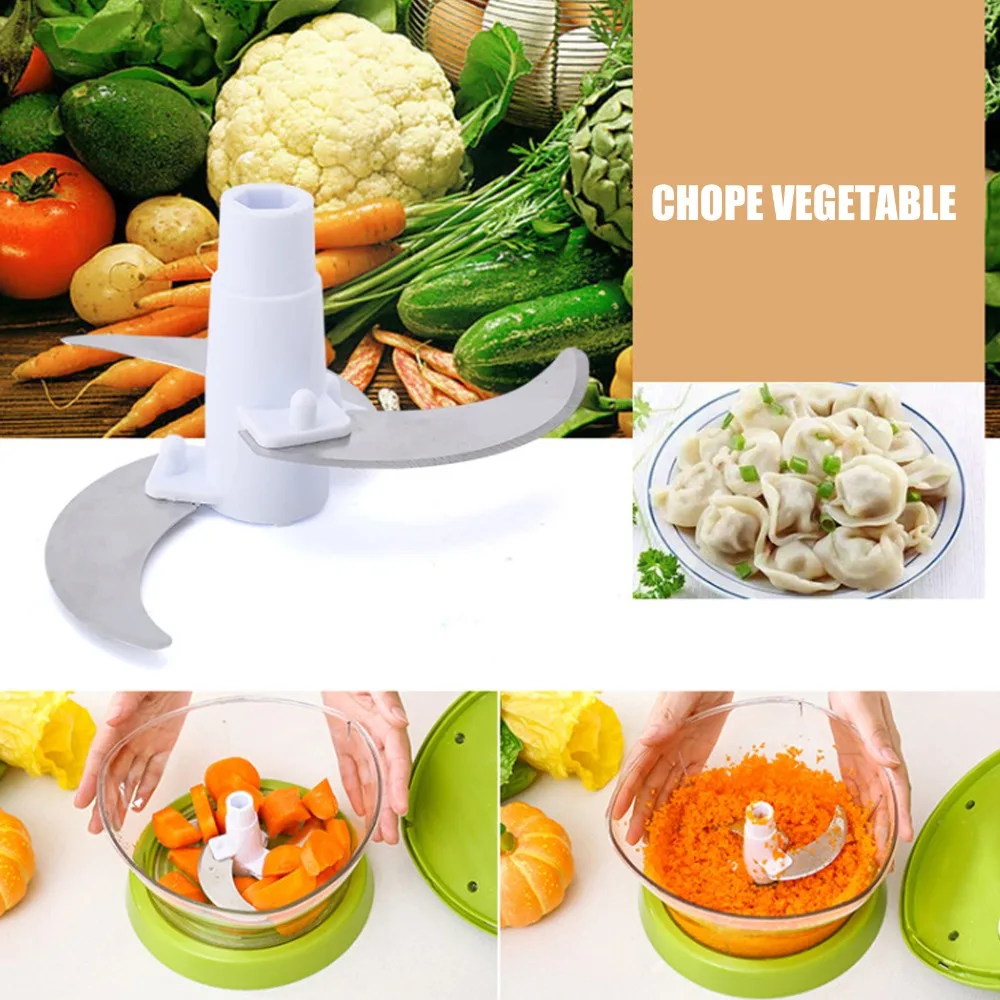 ABS Multi-Function Food Processor Green and White Handcrank Salad Spinner Efficient Easy to Use Manual Meat Mincer Home Kitchen